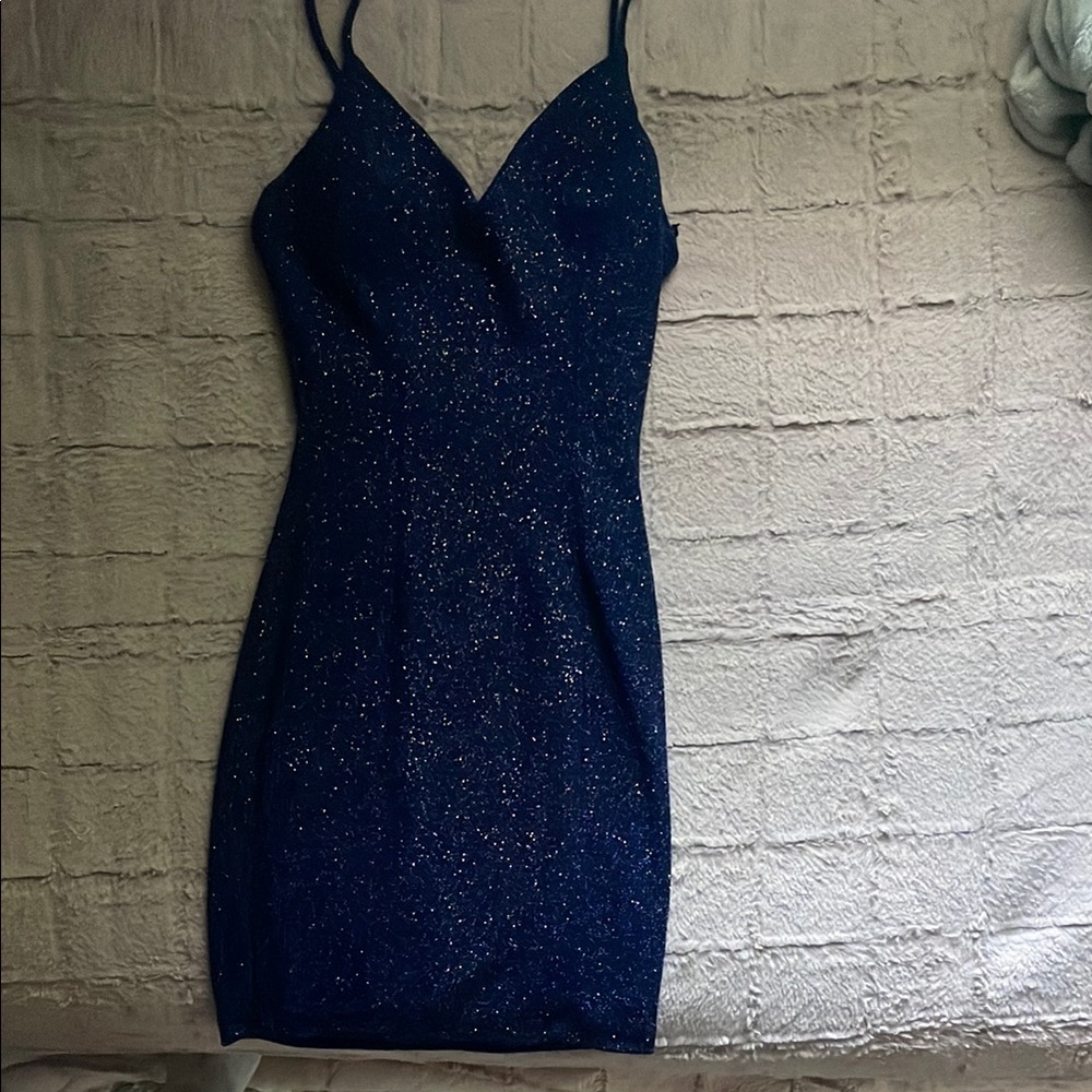 Sparkling Midnight Blue Mini Dress